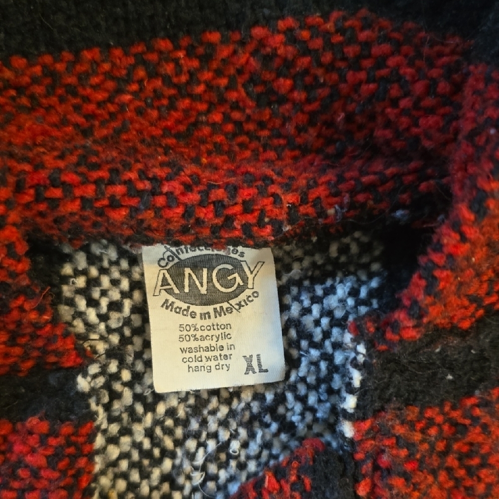 ANGY Red and Gray Geometric  Surfer Baja Pullover XL - Picture 2 of 2